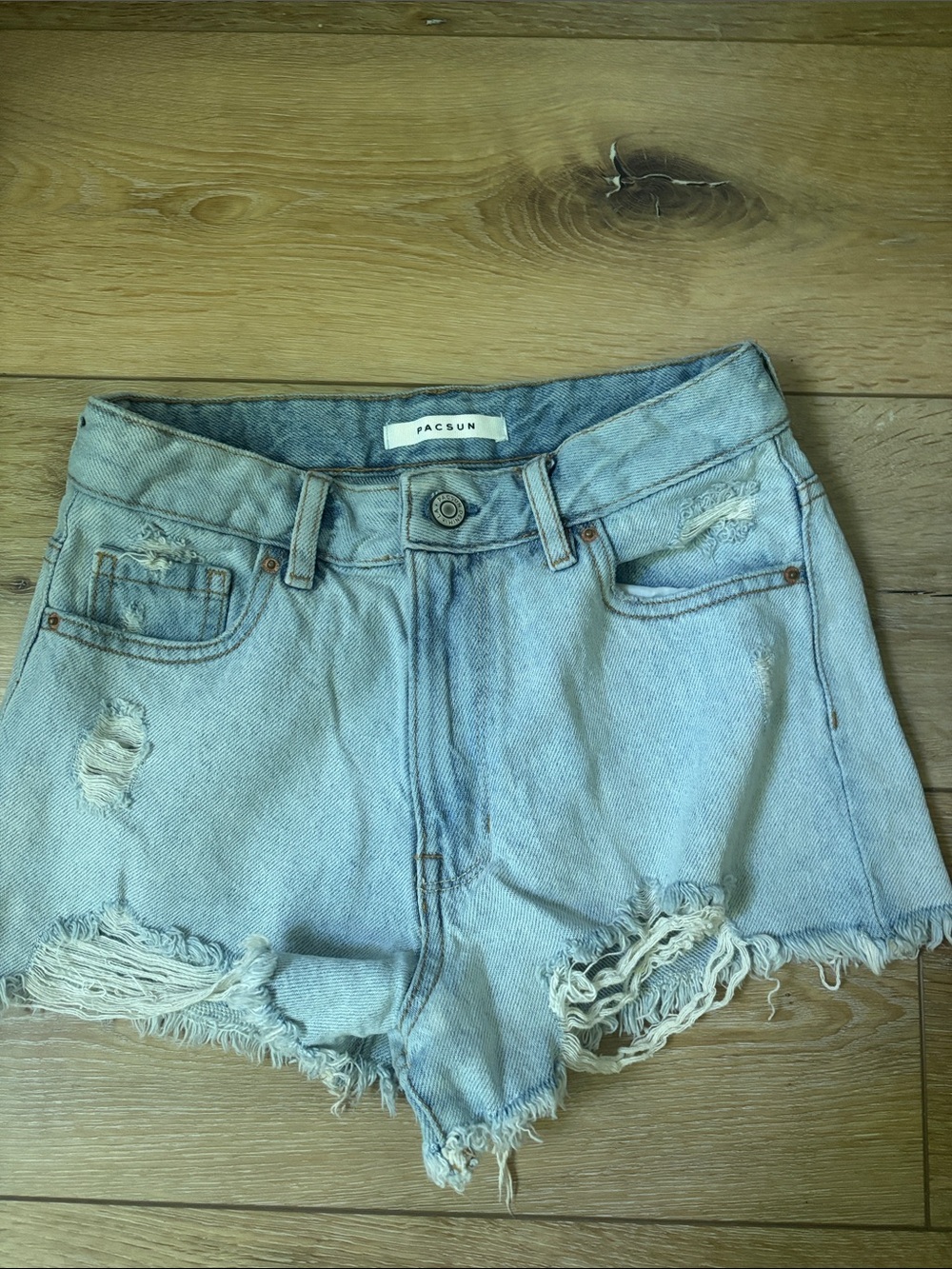 PacSun Light Denim Distressed High-Rise Jean Shorts